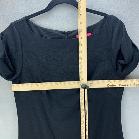 Betsey Johnson Dress Womens 10 Black Sheath 3/4 Sleeve Cutout‎ Pockets Stretch - Picture 13 of 16
